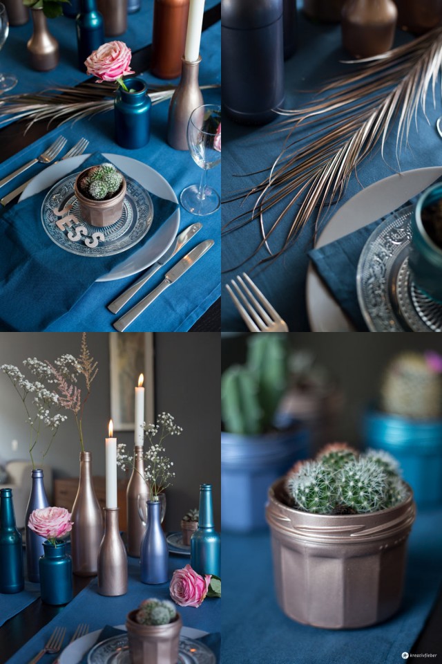 Tischdeko in metallic toenen selbermachen metallic dinner elegante tischdeko fuer silvester oder hochzeiten in blau und gold.jpg