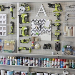 Diy garage pegboard for tools spray paint and supplies. only need 5.5 inches for depth. the creativity exchange.jpg