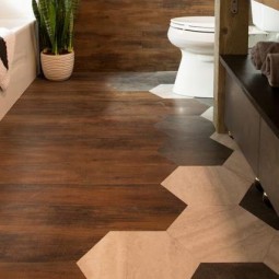 Beautiful bathroom wood hexagon floor via smallspaces.about_.com_.jpg