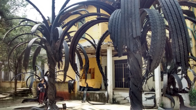 Palm trees made out of tires.jpg