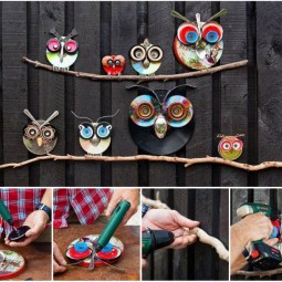 Creative ideas diy cute owl decoration from recycled lids.jpg