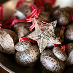 Newspaper christmas ornaments by tuck and bonte.jpg