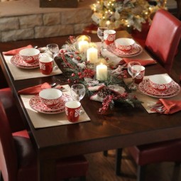 Tischdeko zu weihnachten rot modern geschirr kerzen gesteck.jpg