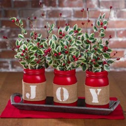 Holiday decoraton ideas joy_red_mason_jars centerpieces.jpg