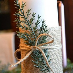 Pine tree sprig decorating ideas christmas winter candle.jpg