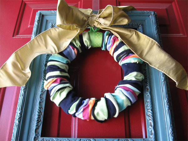 Create a fun and colorful sock wreath.jpg