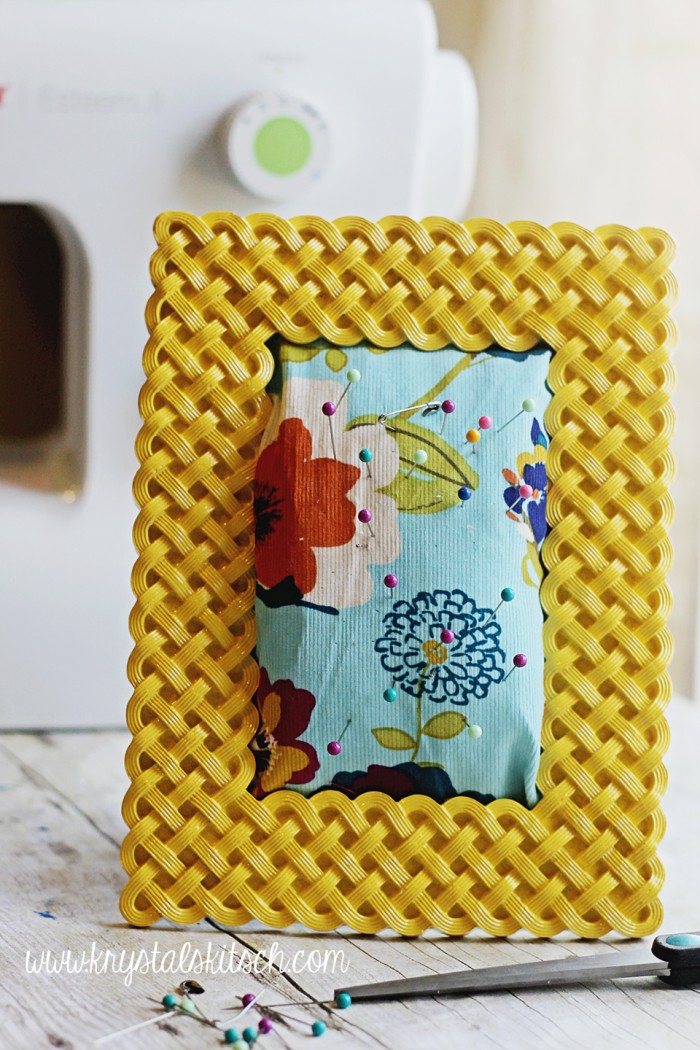 Create a picture frame pin cushion to hold your pins.jpg