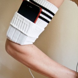 Create a sleek phone armband with an old sock.jpg