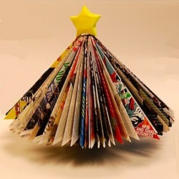 Create a unique christmas tree out of magazines.jpg
