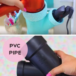 Diy bathroom organizer ideas make a really cool hair tool organizer from pvc keep your hot tools off of your countertop organized and safe via miss remi ashten youtube.jpg