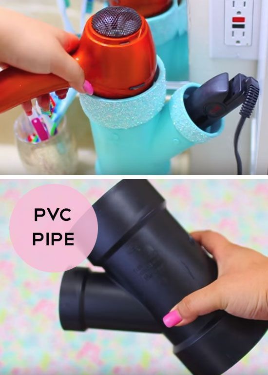 Diy bathroom organizer ideas make a really cool hair tool organizer from pvc keep your hot tools off of your countertop organized and safe via miss remi ashten youtube.jpg