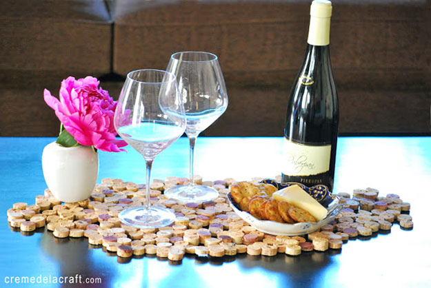 Diy project tutorial wine cork upcycle table setting placemat runner.jpg