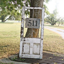 Hang a number sign from an old wooden door.jpg