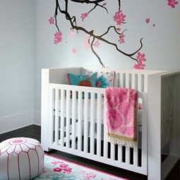Rosa blueten wanddeko wohnideen babyzimmer maedchen.jpg