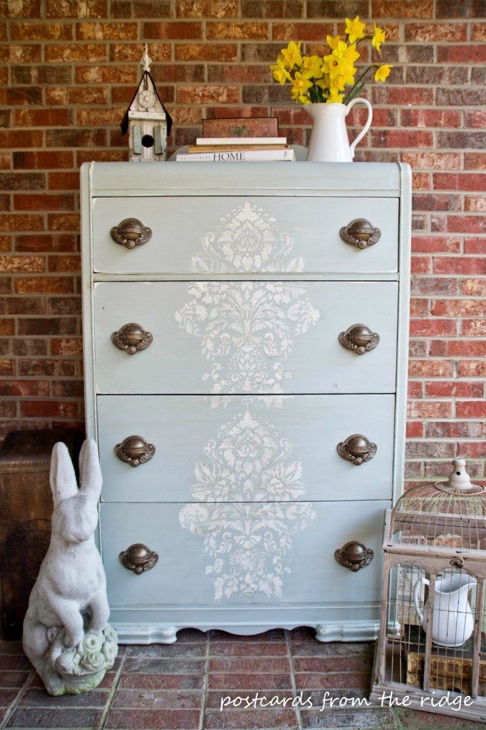 Stenciled chest of drawers with postcards from the ridge 682x1024.jpg