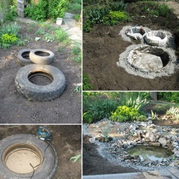 Turn old tires into a beautiful pond.jpg