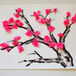 3 cherry blossom tissue paper flower kids craft free printable included.jpg
