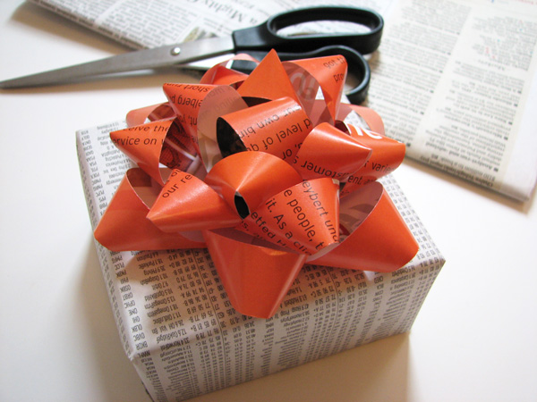 Make gift bows from a magazine page for birthday or holiday presents.jpg