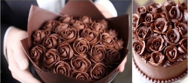 Chocolate cake decorating ideas chocolate roses via tumblr left and from zoe bakes right.jpg