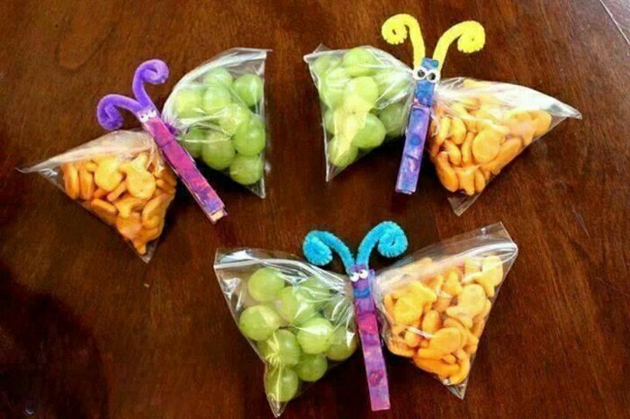 Lustiges essen kindergeburtstag kreative idee schmetterling snack beutel.jpg
