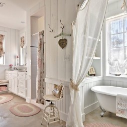 Stained concrete bathroom bathroom shabby chic style with floral window shades oval bathtubs.jpg