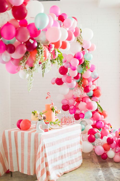 10 hot pink and peach balloon arch for the dessert table.jpg