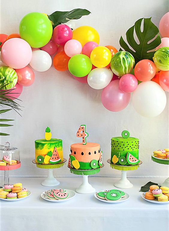12 colorful balloon garland for decorating a dessert table.jpg
