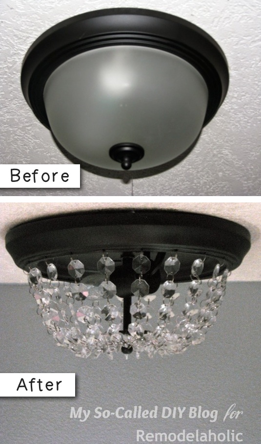 9. turn a dome ceiling light into a crystal flushmount pottery barn inspired. 27 easy remodeling projects that will completely transform your home.jpg