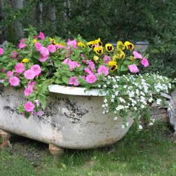 Gartenideen zum selber machen blumenkuebel alte badewanne.jpg