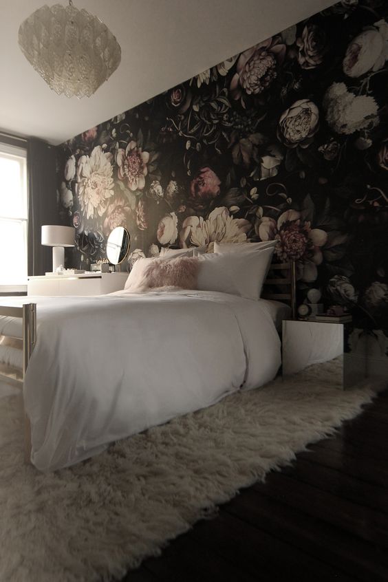 02 moody floral wallpaper for a headboard wall in a glam girls bedroom 1.jpg