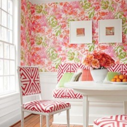 12 bold pink and green floral wallpaper to make the dining space more romantic.jpg