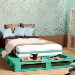 Painted turquoise frame bed green pallet bed frame.jpg