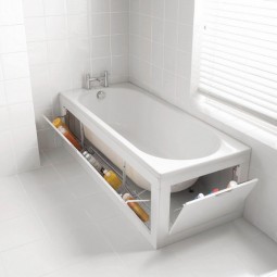 Utilize the space around the bathtub for storing products.jpg