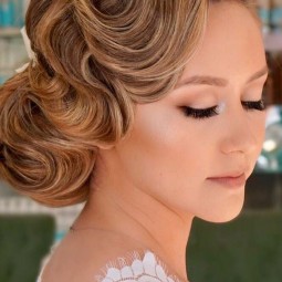 Wedding makeup looks soft bridal glam waves hair updo.jpg