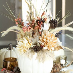 47 awesome pumpkin centerpieces for fall and halloween table 17.jpg