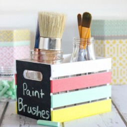 Craft crate organizer use multi surface and chalkboard paint to create storage for supplies. .jpg