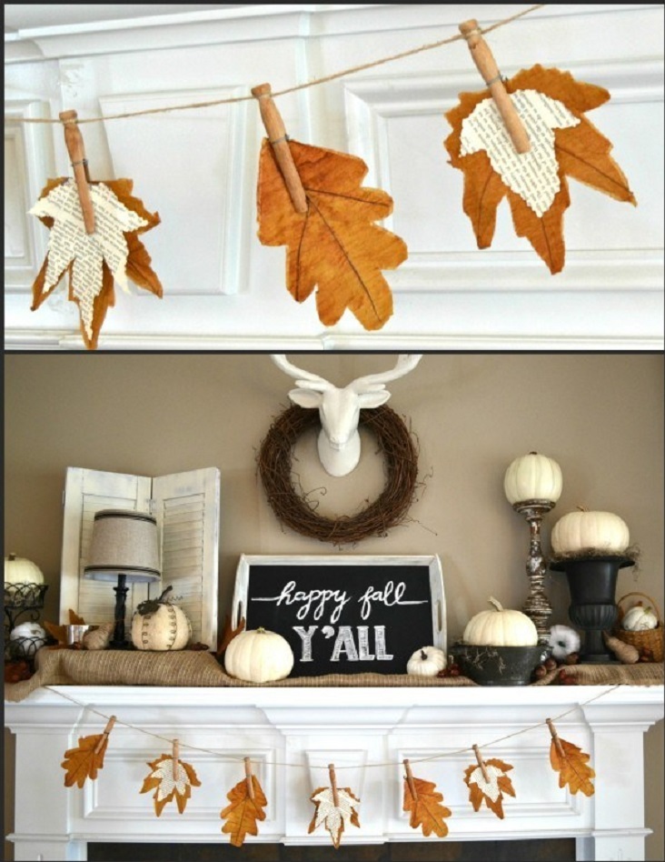Fall banner with book page leaves as a mantel decor.jpg