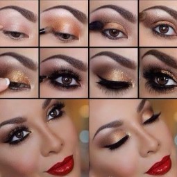 Golden eye makeup idea with red lips for new years eve.jpg