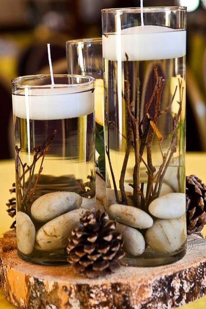 Simple holiday centerpiece ideas table setting rustic water glass diy candle.jpg