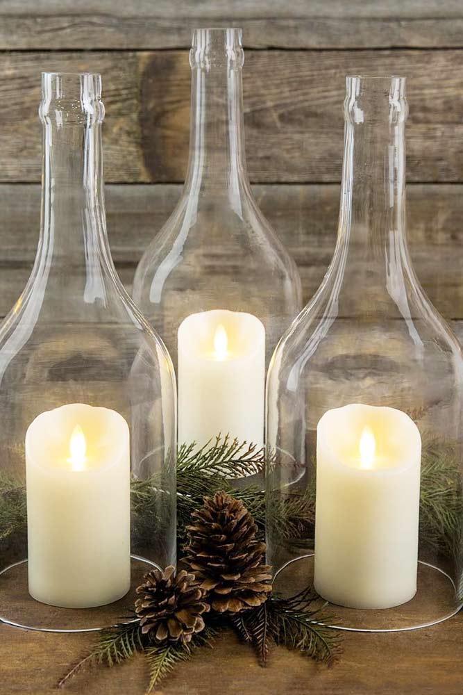 Simple holiday centerpiece ideas table space rustic decor diy water glasses christmas candles.jpg