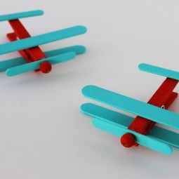 Clothespin crafts for kids ideas upcycling ice cream stick coloured plane project.jpg
