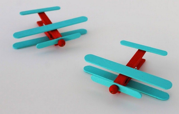 Clothespin crafts for kids ideas upcycling ice cream stick coloured plane project.jpg