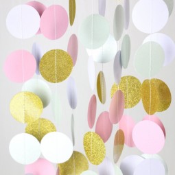 Pink and gold circle paper garland banner 9ft 30.jpg