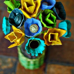 Centerpiece made out of egg cartons and vintage buttons.jpg