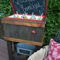 Diy reclaimed wood deck cooler stand foxhollowcottage.jpg