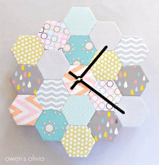 Fabric block hexagon clock.jpg