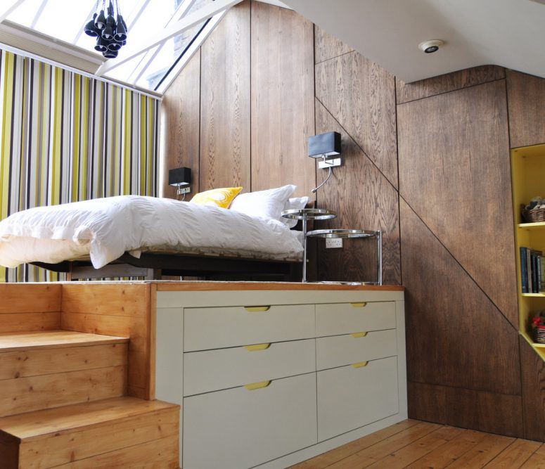 You can doulbe a small bedrooms space by buiding a storage sleeping platform 775x667.jpg