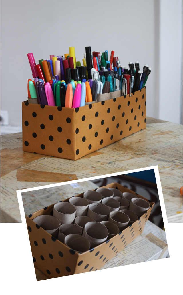 Marker caddy from a shoebox and some empty toilet paper rolls.jpg