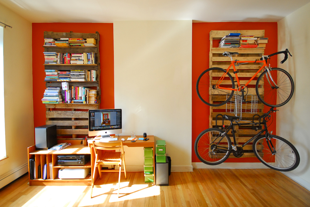 Pallet bookshelf and bike rack.jpg