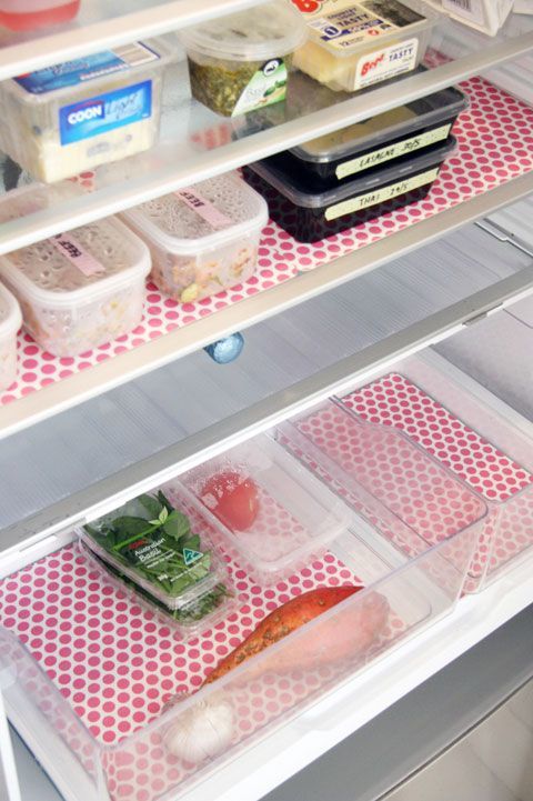 Refrigerator paper lined shelves.jpg